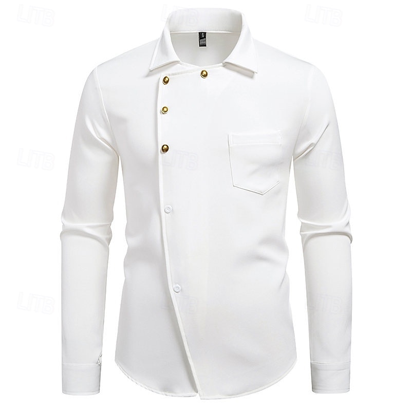 Herren Hemd Sommerhemd Freizeithemd Strandhemd Knopfhemd Schwarz Weiß Kaki Langarm Einfach Revers Urlaub Hawaiianisch Tasche Bekleidung Mode Lässig Bequem 2025 - $38.99 –P4