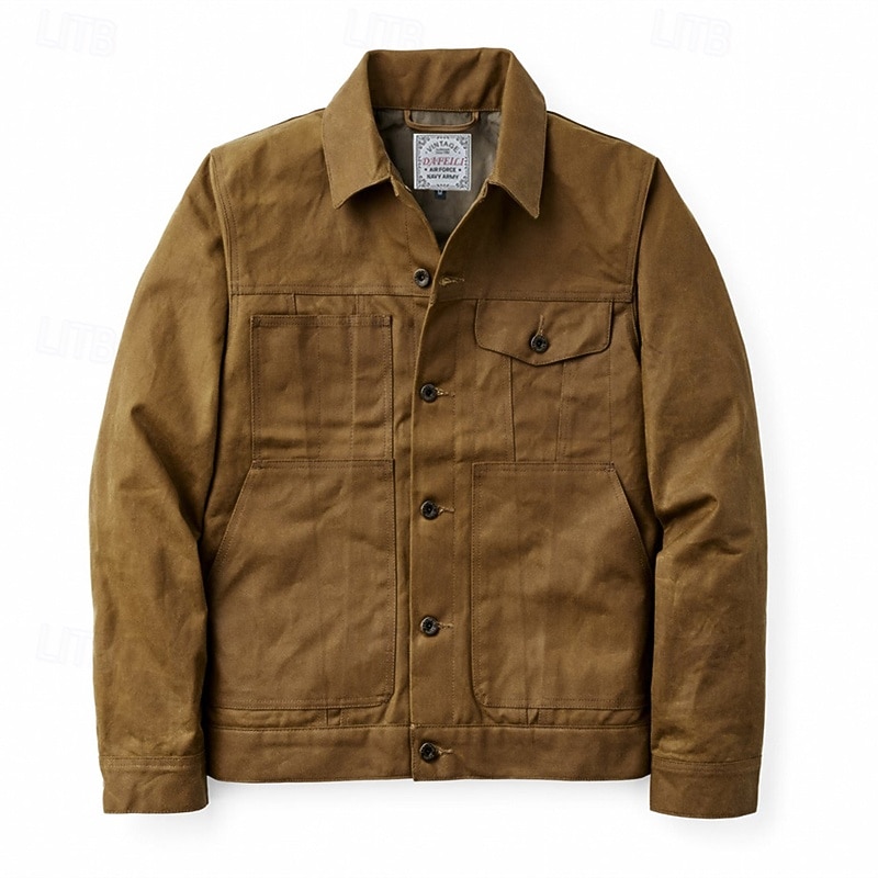 Hombre Chaqueta de camionero Chaqueta tipo cargo Vacaciones Diario Resistencia al desgaste Bolsillo Primavera Otoño Plano Moda Clásico Diseño Regular Marrón Chaquetas 2026 - $64.99 –P5