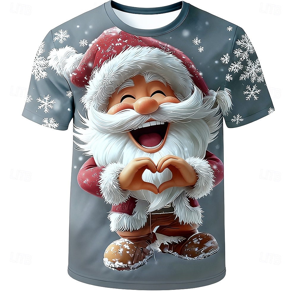 Christmas Men's Santa Claus T Shirt Short Sleeve T shirt 3D Print Crew Neck Shirt Daily Designer Artistic Vacation Party Street Blue Black Light Grey All Seasons Clothing Apparel S M L XL XXL XXXL 2025 - $23.99 –P4