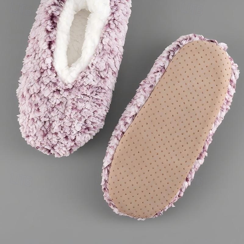 damesokker med fuzzy stjernemønster på gulvet, tykke bomulls-plysj-tøffelsokker for vinterhjemmet eller søvn, varme, koselige sklisikre innesokker 2026 - $12.99 –P11