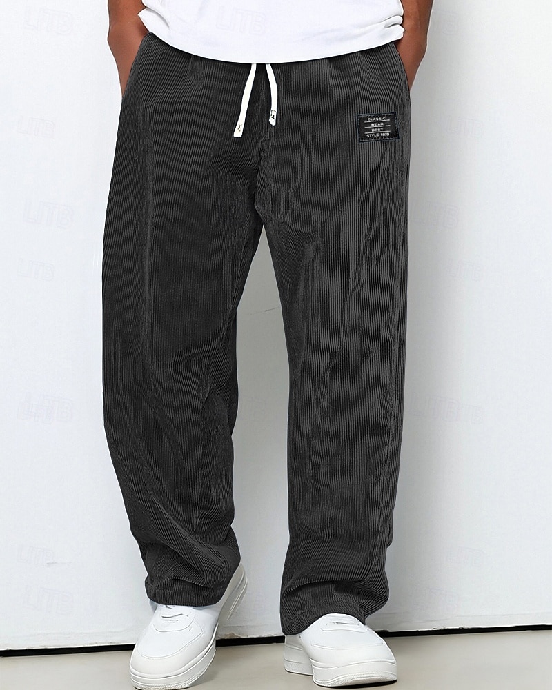 Férfi Melegítőnadrágok Nadrág Kordbársony Nadrág Zsinór Zseb Rugalmas derék Sima Mokaszinok Szabadtéri sport Napi Divat Alkalmi Medence Sötétbarna Mikroelasztikus 2026 - $26.99 –P2