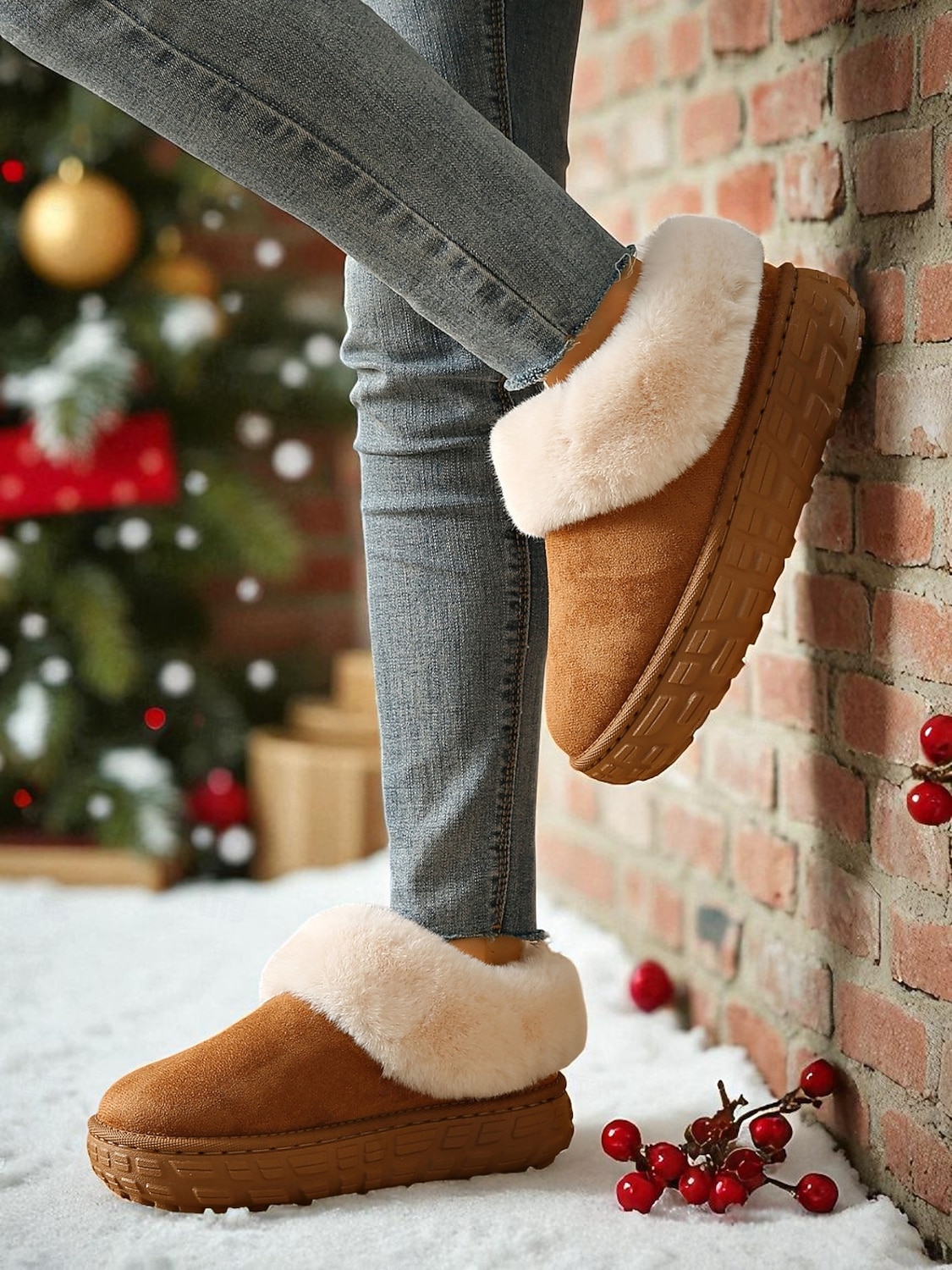 Botas de inverno femininas forradas com pele sintética e sola antiderrapante, botas quentes e aconchegantes para uso ao ar livre em climas frios de 2025 por $24.99 –P6