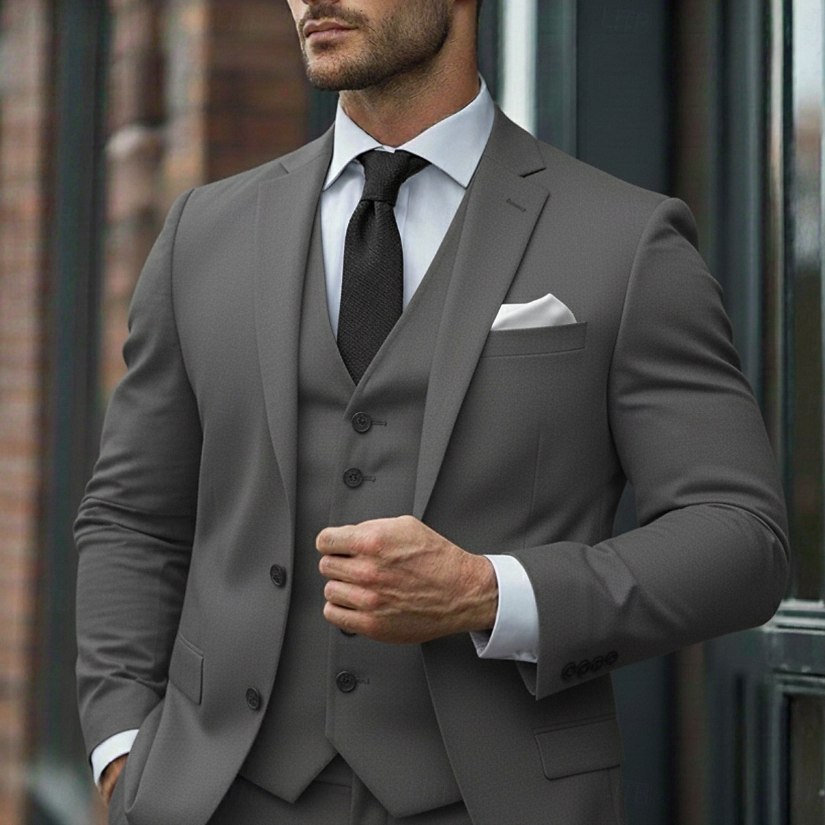 Pour des hommes Mariage Occasionnel Costumes d'affaires Revers Cranté Noir Rouge Bordeaux Quotidien Affaires Couleur Unie Coupe Standard 3 pièces Simple Boutonnage Deux Boutons de 2025 ? $115.99 –P5