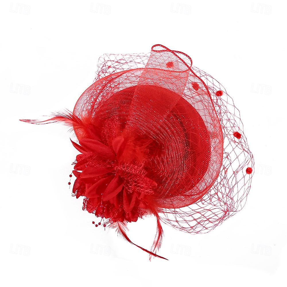 Fascinators Tejido Sombrero de fieltro Boda Fiesta de Té Carrera de caballos cóctel Elegante Vintage Estilo lindo Con Pluma Flor Celada Sombreros 2026 - $17.49 –P9