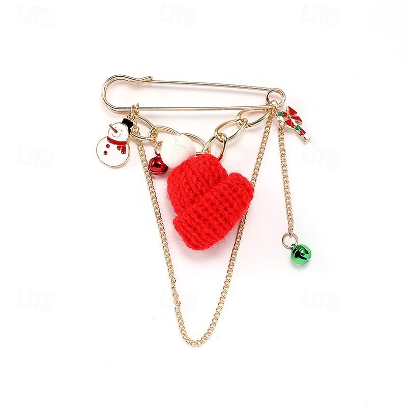 broche de pingente de Natal – chapéu de malha festivo, guirlanda, árvore e broche de sino para mulheres de 2026 por $11.99 –P5