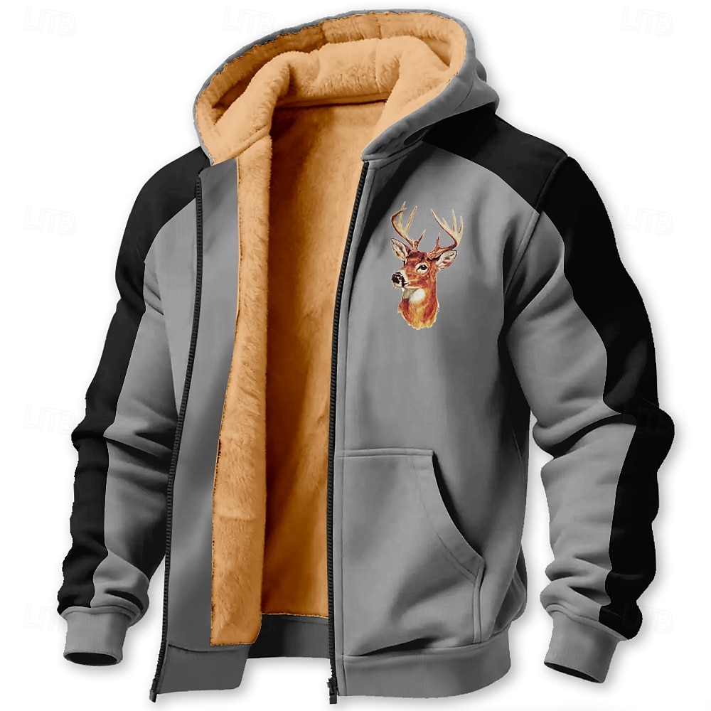 Men's Deer Fleece Hoodie Jacket Sweatshirt Classic Military Hunting Long Sleeve Crew Neck Outdoor Camping Light Brown Brown Gray Zip Up Fall Winter Designer S M L XL 2XL 3XL 2026 - $41.99 –P3