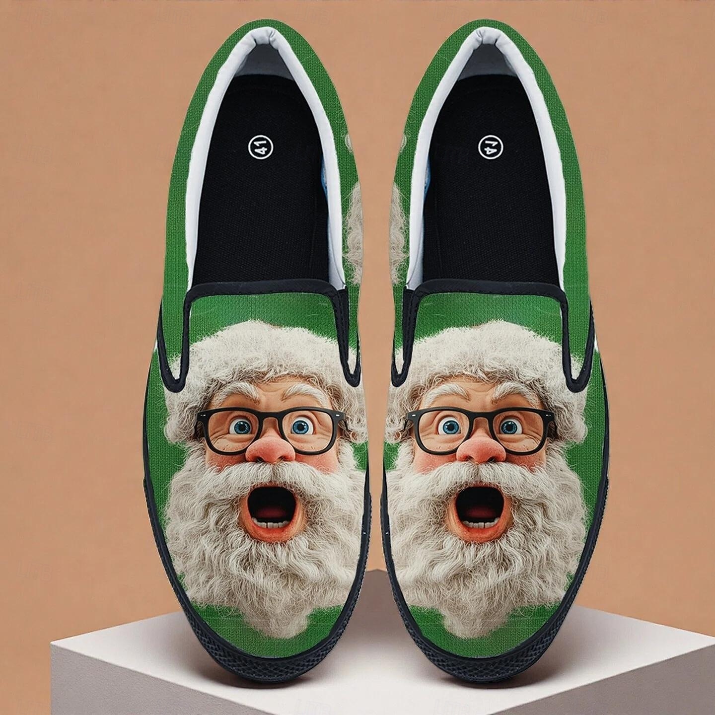 Men's Christmas Santa Face Slip-On Shoes – Vibrant 3D Santa Design, Comfortable Casual Footwear, Ideal for Christmas Festivities & Winter Wear 2026 - $46.99 –P1