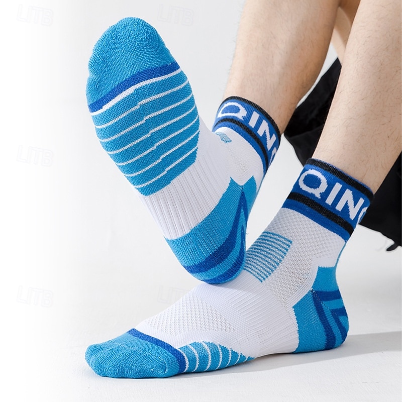 Pánské 4 páry Vícenásobné balení Ponožky Koşu Çorapları Ponožky pro běžné nošení Černá Rubínově červená Barva Barevné bloky Písmena Dovolená Sporty a outdoor Denní Základní Střední Jaro Podzim Módn 2026 - $4.49 –P4