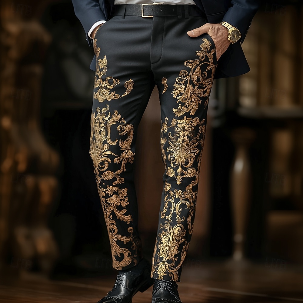 Ανδρικά Φλοράλ Etnic Μπαρόκ Παντελόνια Παντελόνι επίσημο Παντελόνι κοστούμι Μεσαία Μέση Vintage ρετρό ΕΞΩΤΕΡΙΚΟΥ ΧΩΡΟΥ Καθημερινή Ένδυση Causal Παντελόνι στενής εφαρμογής με τσέπες Άνοιξη Φθινόπωρο 2026 - $31.99 –P1