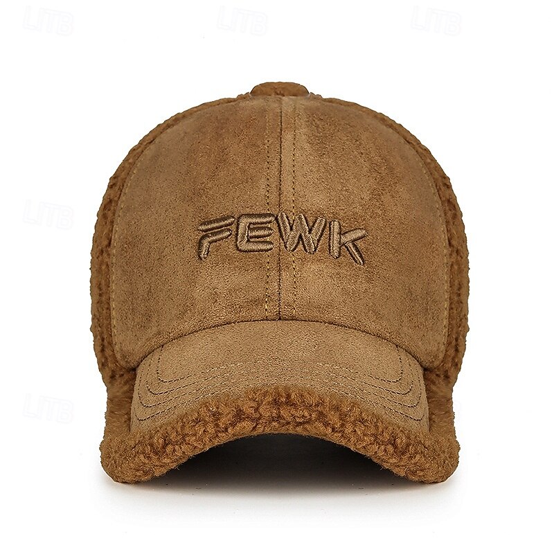 בגדי ריקוד גברים כובעי החורף כובע חם לחורף כובע בייסבול חורף עם דשי אוזניים כובע בייסבול חורף שחור לבן כותנה אִחוּי פליז אופנתי מודרני עכשווי לבוש יומיומי פגישה (דייט) אותיות שמור על חום הגוף עמיד 2026 - $16.49 –P2