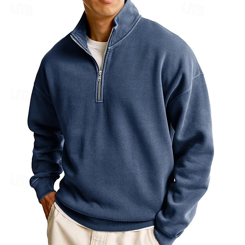 Homens Moletom Estacionar Moletom com zíper Azul Claro Colarinho Clerical Meio Zíper Tecido Zíper Casual Diário Desportos e Ar livre Roupa de rua Legal Roupa de Esporte Primavera & Outono Roupa de 2026 por $28.99 –P2