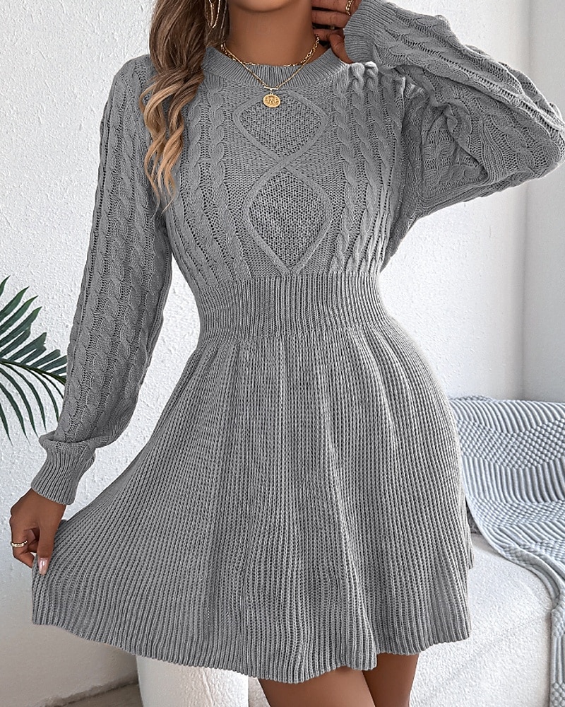 Per donna Mini Abito Abiti in tessuto di lino e policotone Abito in maglia Moderno Quotidiano Natale Uscire Vestibilità regolare Semplice Manica Lunga Girocollo Nero Vino Grigio Autunno Inverno del 2026 a $33.99 –P4