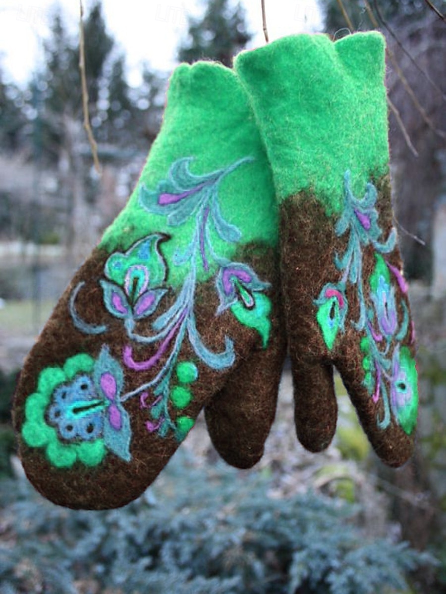 Women's 1 Pair Fingerless / Fingertips / Winter Gloves Active / Outdoor Gloves - Flower Print 2026 - $23.99 –P3