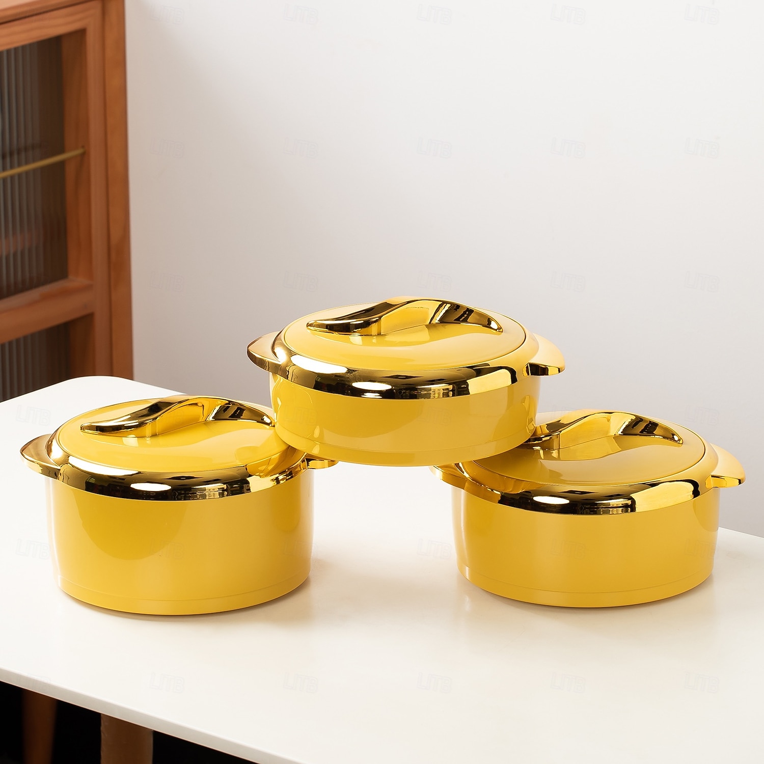 Conjunto de aquecedor de alimentos Touch, 3 peças, caçarola térmica com tampas, recipiente isolado em aço inoxidável para alimentos quentes/frios, utensílio de cozinha antiaderente, revestimento de 2026 por $144.99 –P6