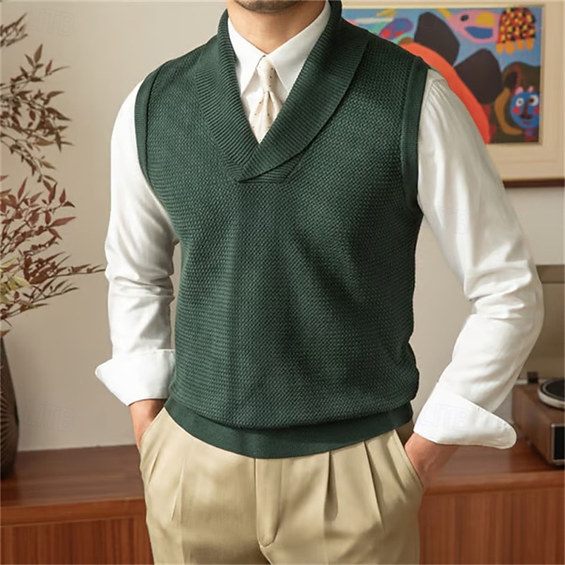Herre Genser vest Kjole genser Pullover genser Vest Strikket genser Riflet Strikke Vanlige topper Strikket عادي V-hals Mote Fritid Feriereise Dagligdagstøy Klær Høst Vinter Svart Brun S M L 2026 - $38.99 –P3