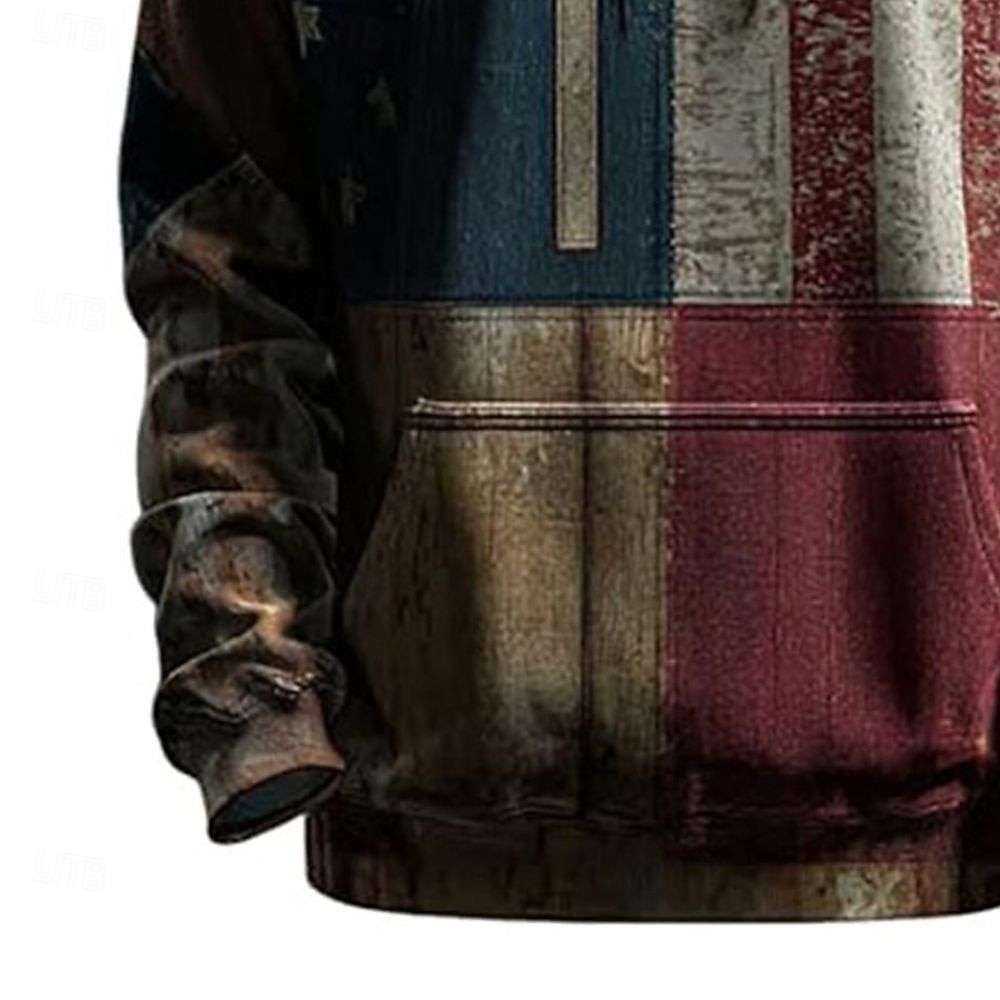 Per uomo Croce Bandiera Americana Felpa con Cappuccio Moda Quotidiano Casual Manica Lunga Con Cappuccio Abbigliamento casual alla moda Vacanza Feste Festival Blu Stampa Autunno Inverno progettista S del 2026 a $29.99 –P2