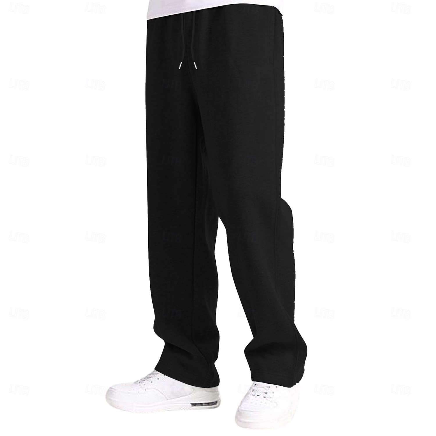 Herren Jogginghose Jogginghose mit weitem Bein Hose Jogginghose mit offenem Saum Kordelzug Elastischer Bund Einfach Atmungsaktiv Volle Länge Lässig Täglich Sport im Freien Mode Basic Schwarz Rote 2026 - $18.99 –P5