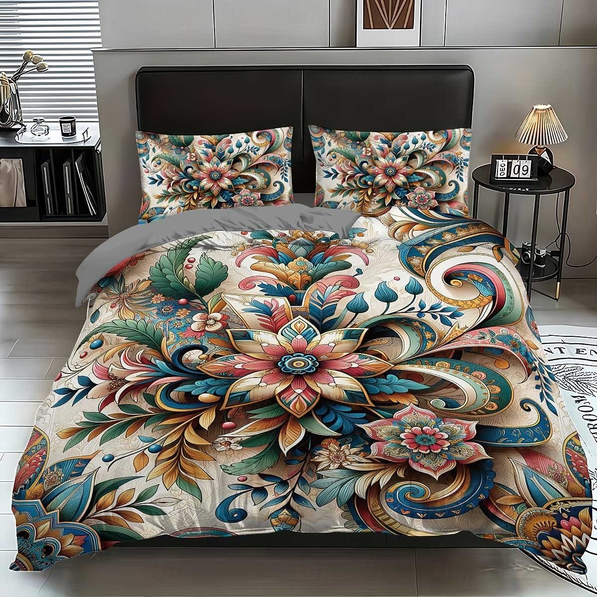 Σετ παπλωματοθήκης 3 τεμαχίων με ρετρό τρισδιάστατη εκτύπωση λουλουδιών από πούπουλα για κρεβάτι queen size, μαλακό κοντό βελούδινο κάλυμμα παπλώματος με 2 μαξιλαροθήκες - κλινοσκεπάσματα υπνοδωματίου 2026 - $37.99 –P6