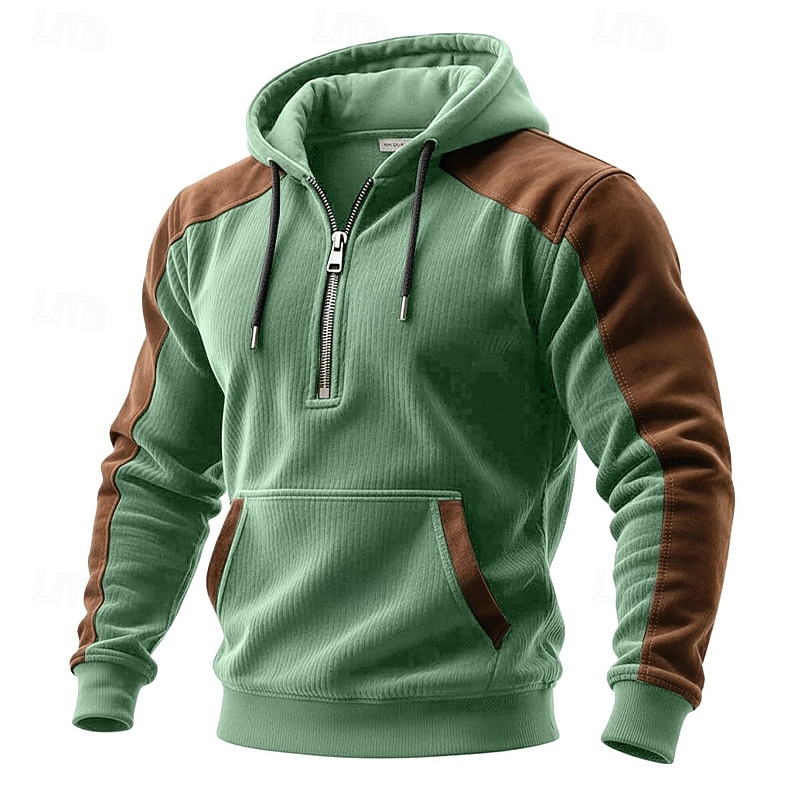Homme Sweat à capuche Sweat à capuche quart zippé bleu marine Bleu Vert foncé Violet Marron À capuche Uni Patchwork Bloc de Couleur Sport & Loisir Occasionnel Quotidien Polyester ancien Streetwear de 2025 ? $32.99 –P8