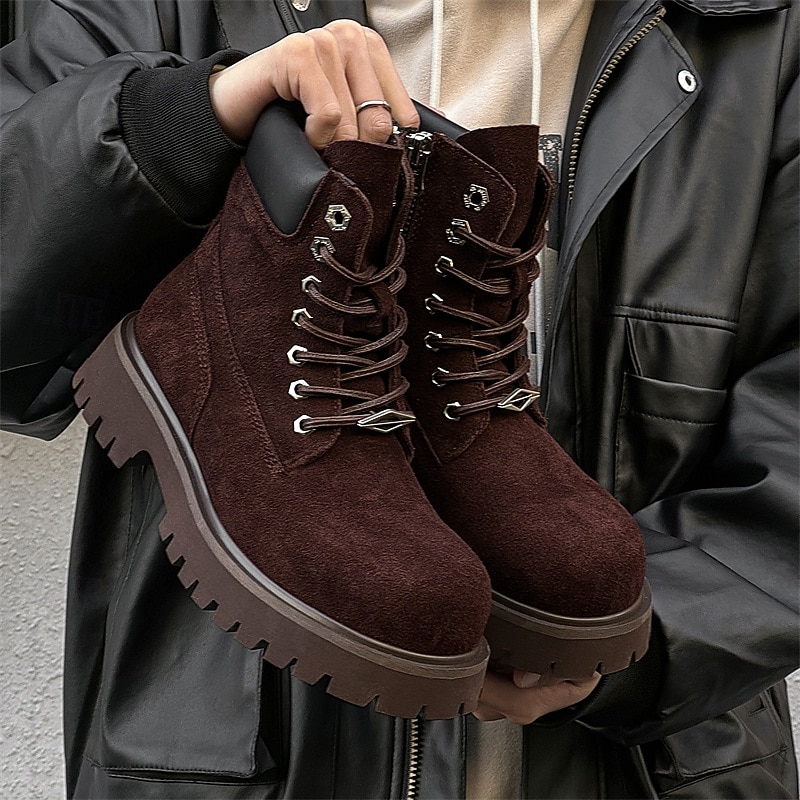 Ανδρικά χακί σουέτ μποτάκια εργασίας μέχρι τον αστράγαλο με στιβαρή σόλα και απαλή εσωτερική επένδυση, ελαφριά, casual μπότες εξωτερικού χώρου για φθινοπωρινή και χειμερινή χρήση. 2026 - $79.99 –P2