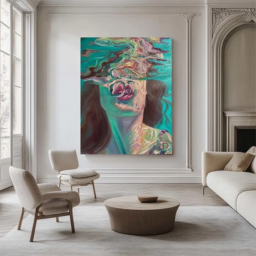 Картина с дайвингом, дайвинг, настенное искусство, плывущая девушка, картина с зеленым абстрактным искусством, дайвинг в океане, чувственная женщина, плавающая, настенное искусство на холсте, ручная работа 2025 - $38.99 –P5