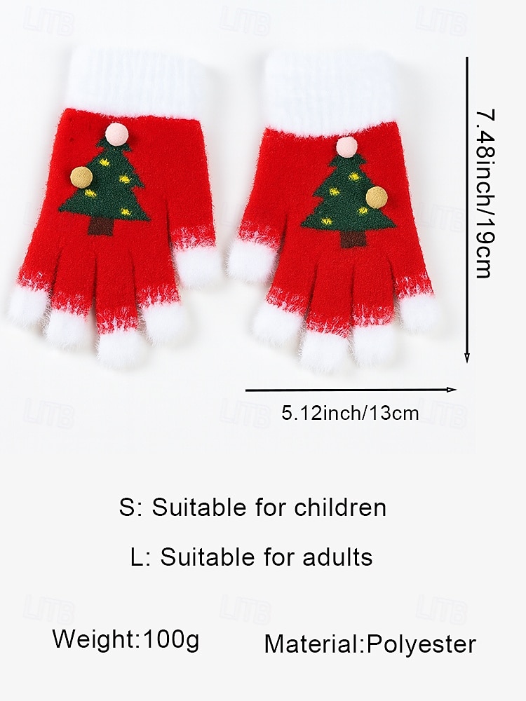 Kerst gebreide handschoenen voor dames met zachte manchetten en kerstboomontwerp, warme winterwanten voor volwassenen en kinderen, leuk accessoire voor een feestje tijdens de feestdagen 2026 - $9.99 –P9