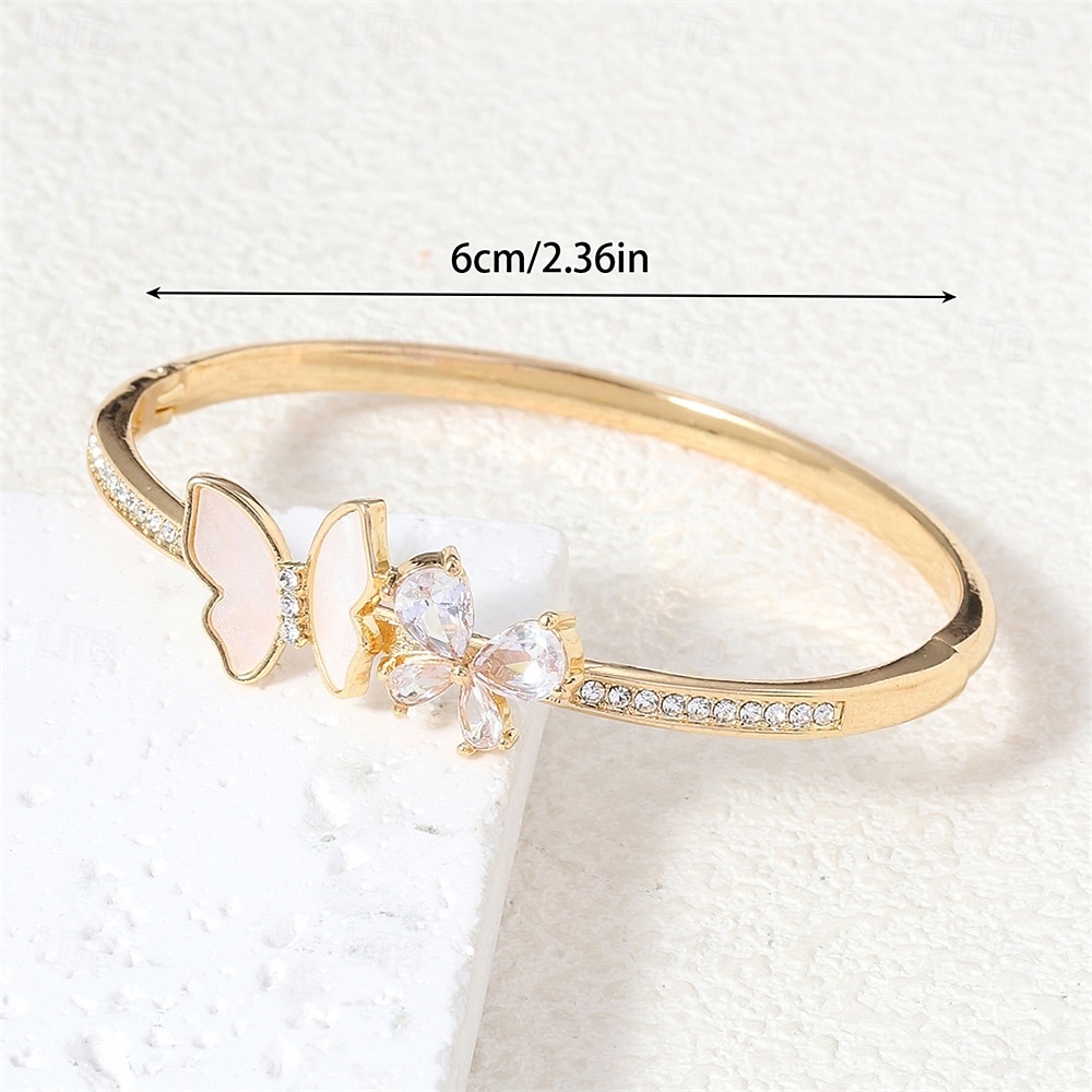 Zircone Stile Vintage Farfalla Carino Elegante Semplice Cromo Gioielli braccialetto Argento / Oro Per Matrimonio Feste Fidanzamento Balli di fine anno del 2026 a $10.99 –P5