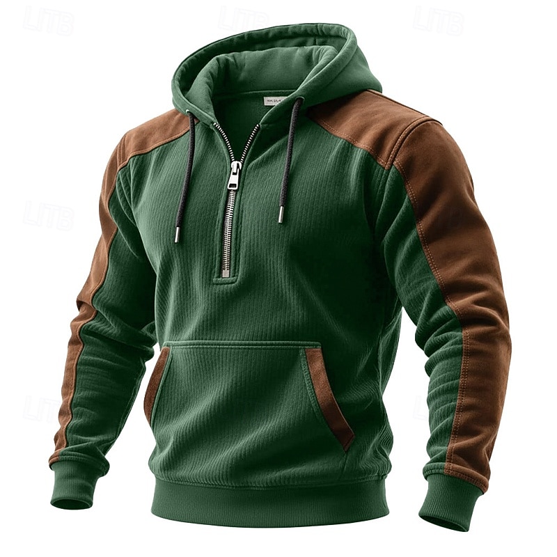 Homme Sweat à capuche Sweat à capuche quart zippé bleu marine Bleu Vert foncé Violet Marron À capuche Uni Patchwork Bloc de Couleur Sport & Loisir Occasionnel Quotidien Polyester ancien Streetwear de 2025 ? $32.99 –P2