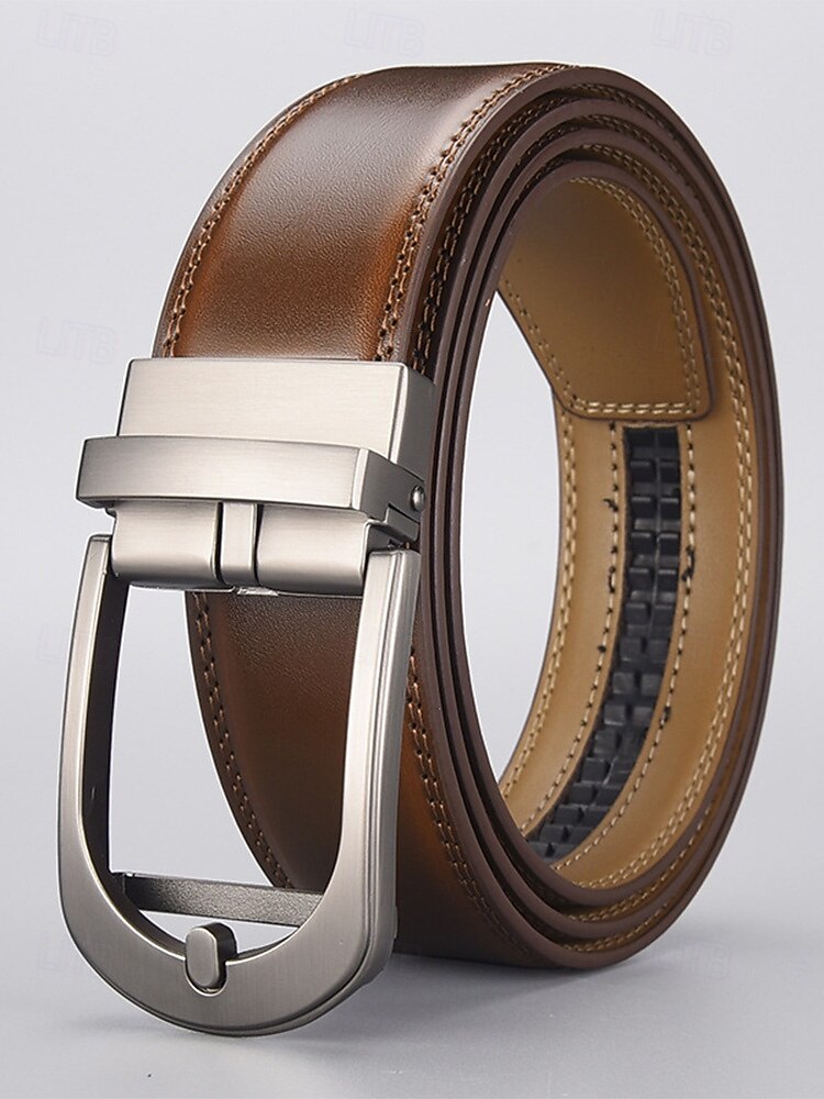 Herrengürtel aus echtem Leder mit automatischer Schnalle, klassischer Business-Casual-Kleiderbund, stilvolles Geschenk für Weihnachten, Arbeit und Alltag 2025 - $19.99 –P4