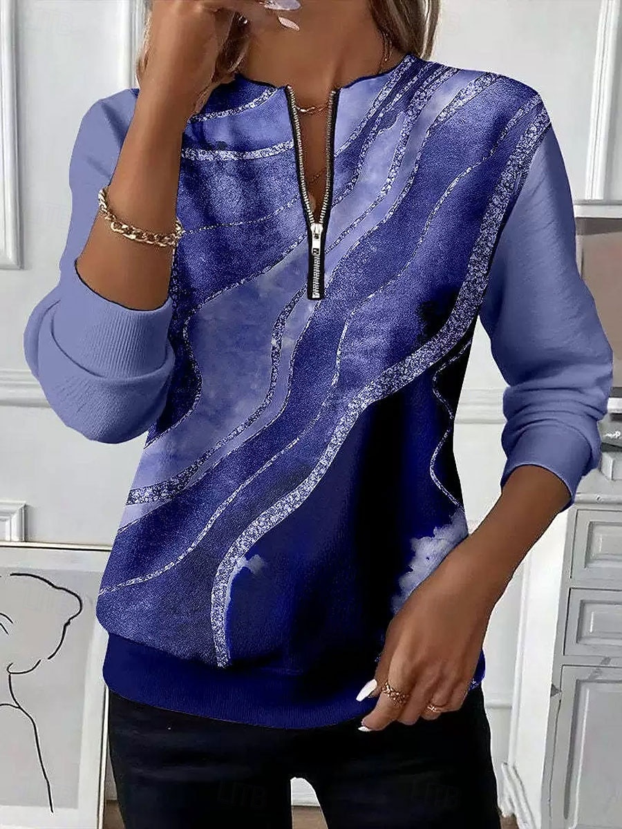 Pentru femei Hanorac pulover Hanorace cu fermoar Fermoar Imprimeu Grafic Abstract Modă Casual Manșon Lung Stil Nautic Topuri obișnuite Stradă Zilnice Albastru piscină Roșu-aprins Mov Maro Trifoi 2026 - $27.99 –P2