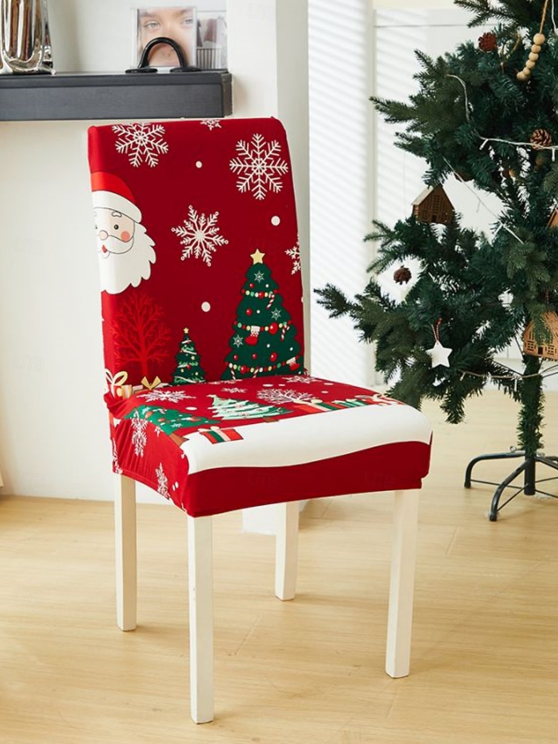 1/2/4PC/6PC Christmas Milk Silk Printed Chair Cover – Decorative, Anti-Slip & Dustproof Slipcover, Soft Stretch Fabric for All Seasons 2025 - $29.99 –P5