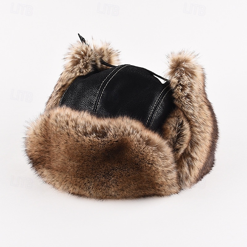 Męskie Uszanka Czapka Uszanka Kapelusz lotniczy Czapka z klapką na uszy Zimowy skórzany kapelusz Czarny Kawowy Skóra PU Polar Moda Współczesny współczesny Dzienne zużycie Randka Jednolity/zwykły kolor 2026 - $29.99 –P3