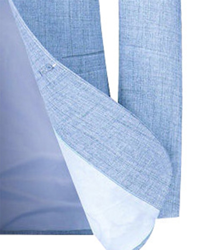 Homme Blazer Affaires Cocktail Fête de mariage Mode Occasionnel Printemps Automne Polyester Uni Avec Poches Boutons Confortable Simple Boutonnage veste Bleu Ciel Kaki Café de 2026 ? $43.99 –P5