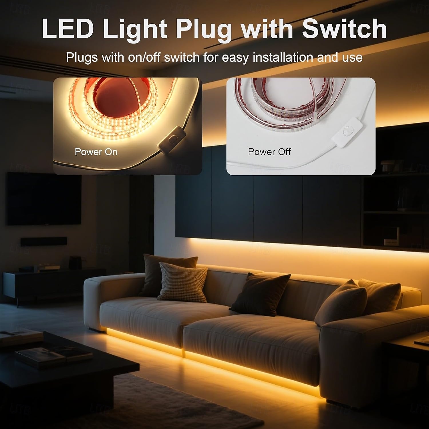 2025年 LED防水IP65ライトストリップ、16.4～328フィート、強力な粘着剤付きLEDライトストリップ、単列120LED、二列240LED、オン/オフスイッチ付きプラグワイヤー、屋内寝室キャビネット下装飾用  コレクション – $21.99 –P8