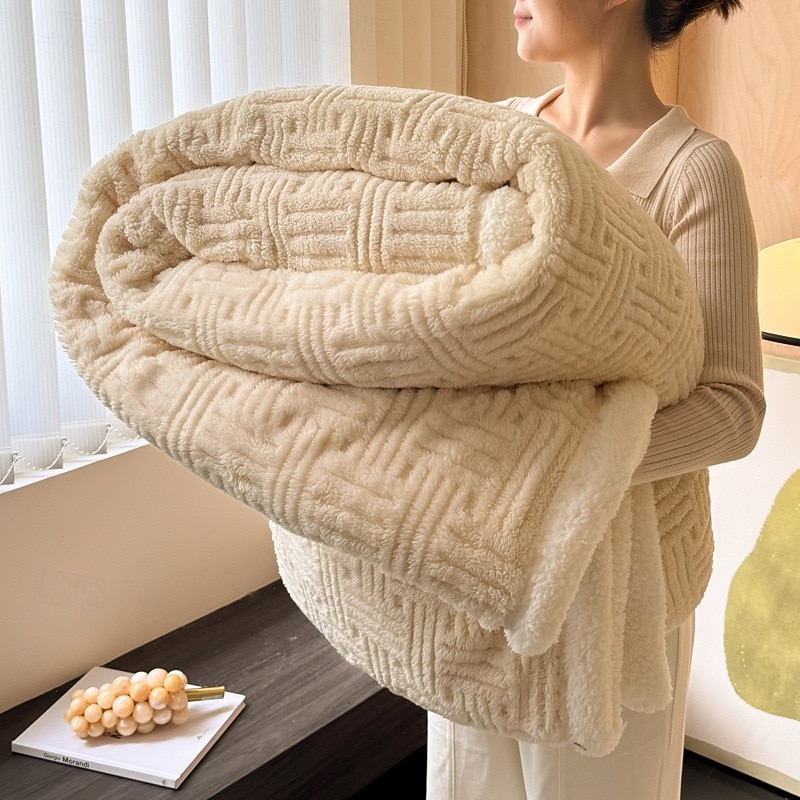 Sherpa-Fleecedecke, dicke Korallensamtdecke für ein Nickerchen im Winter, Bürodecke, weiche Sofadecke aus Milchsamt, warme Einzelbettdecke 2025 - $23.99 –P3