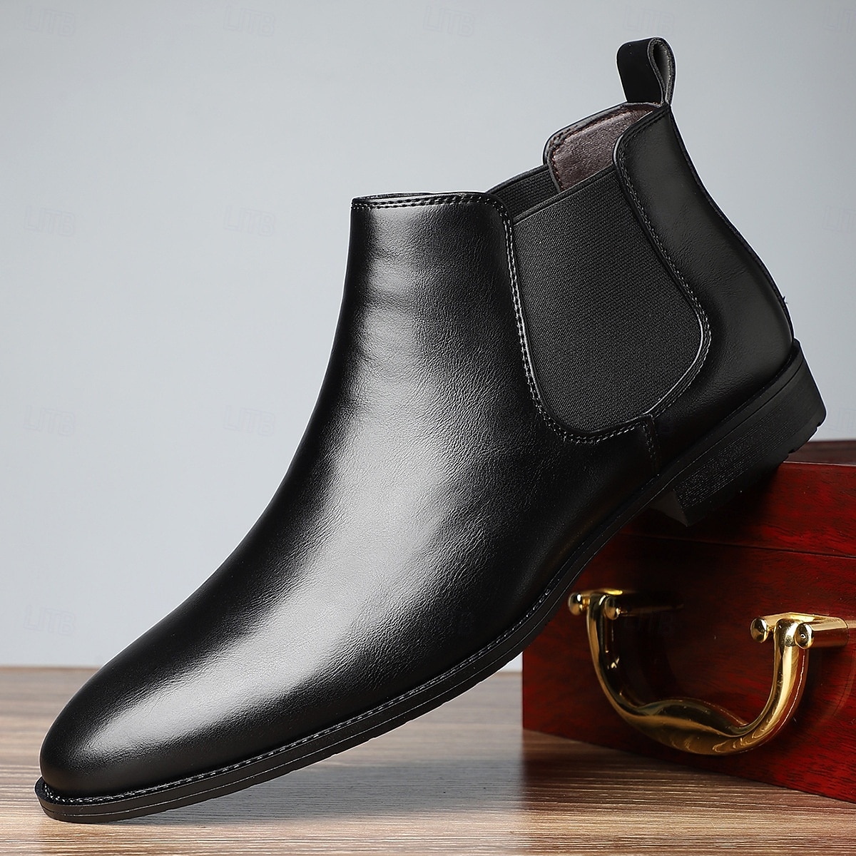 Black Faux Leather Men's Chelsea Boots with Smooth Finish – Elegant and Easy-to-Wear Footwear for Office and Evening Wear 2026 - $46.99 –P1