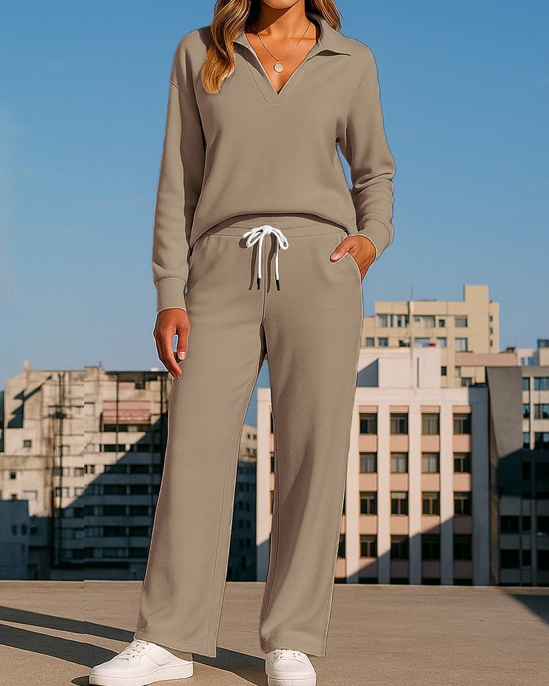 Women's Tracksuit Sweatpants Sportswear Solid Colored Clothing Suit Fall Black White Outdoor Travel Sports High Waist Long Sleeve Sport Activewear Micro-elastic Regular Fit 2025 - $35.99 –P3