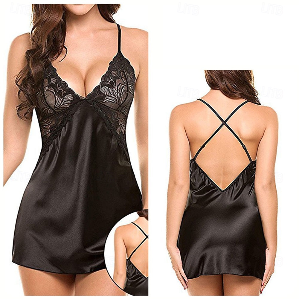 Camisola Babydoll Lingerie Vestido de Malha e Renda Roupa Noturna Fancy para Adultos Novo Ano Festa de Casa Presente de Dia dos Namorados para Ela de 2026 por $20.99 –P7