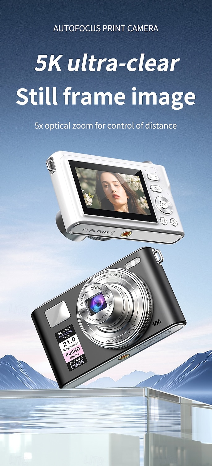 Uusi 4k fhd -digikamera 64 gigatavun muistikortilla vuodelta 2025, kompakti, pieni ja edullinen ladattava valokuvauskamera, 64 megapikselin automaattitarkennuskamera, erittäin sopiva aloitteleville 2026 - $117.99 –P2