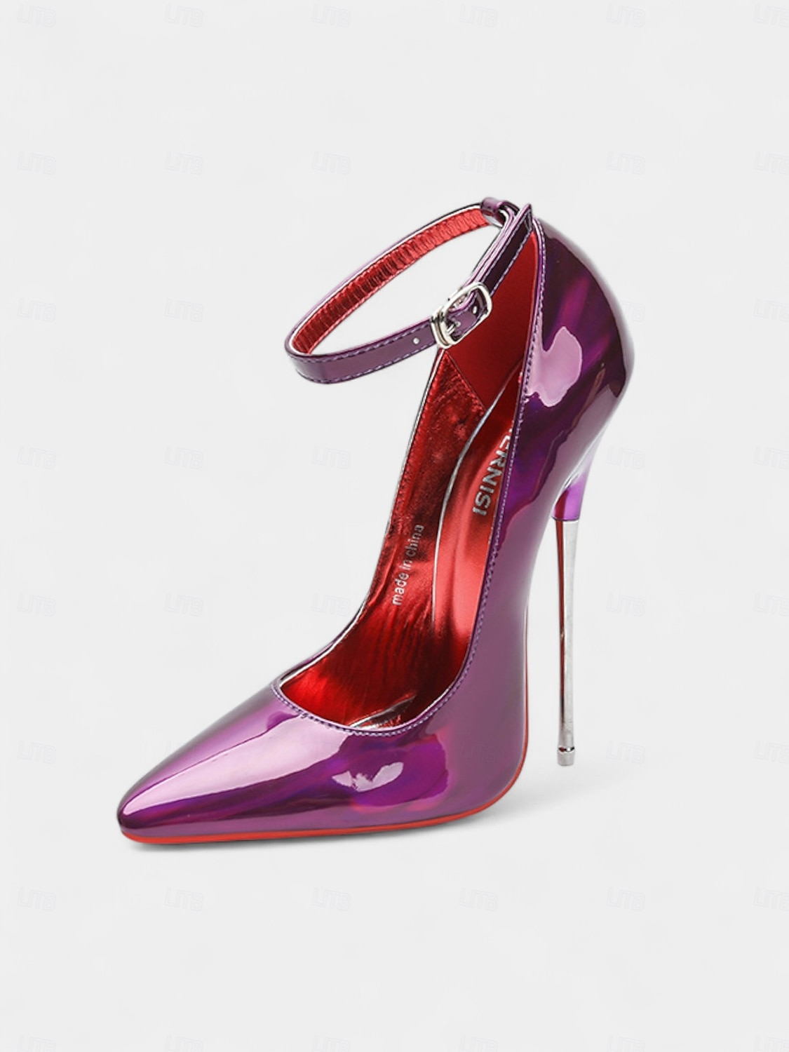 Women's Red Patent Leather Stiletto Heels, Shiny Ankle Strap High Heels with Metal Pin Heel for Christmas Parties & Holiday Celebrations 2026 - $79.99 –P2