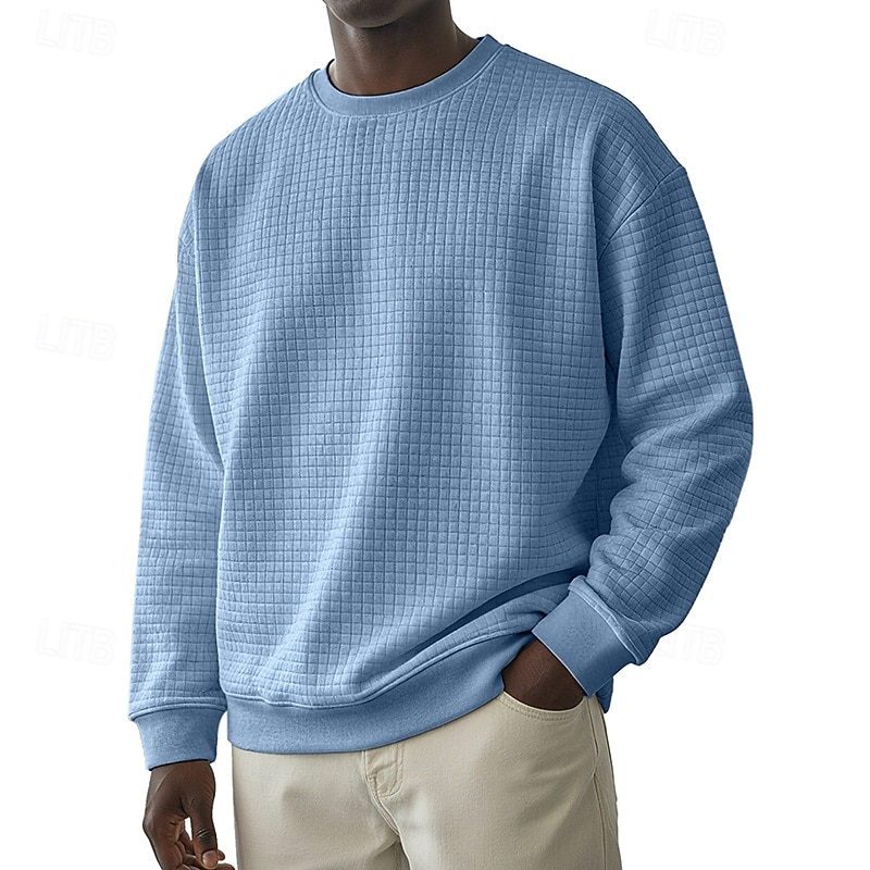 Homens Moletom Moletom Waffle Estacionar Cinza Claro Gola Redonda Tecido Textura Casual Diário Desportos e Ar livre Roupa de rua Legal Roupa de Esporte Primavera & Outono Roupa Moletons Moletons de 2026 por $24.99 –P7