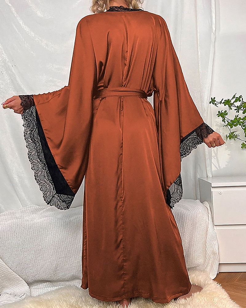 Γυναικεία Πυτζάμες Σαλόνια Νυχτικιά Ολόσωμες Φόρμες Ζεστό Μοντέρνα Σέξι Μονόχρωμες Σατέν Μεταξωτές Πιτζάμες Πιτζάμες Κορδόνι Δαντέλα Σπίτι Μακρυμάνικο Λαιμόκοψη V 2026 - $44.99 –P3