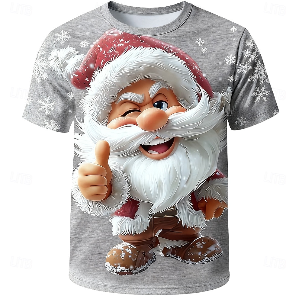 Christmas Men's Santa Claus T Shirt Short Sleeve T shirt 3D Print Crew Neck Shirt Daily Designer Artistic Vacation Party Street Blue Black Light Grey All Seasons Clothing Apparel S M L XL XXL XXXL 2025 - $23.99 –P2