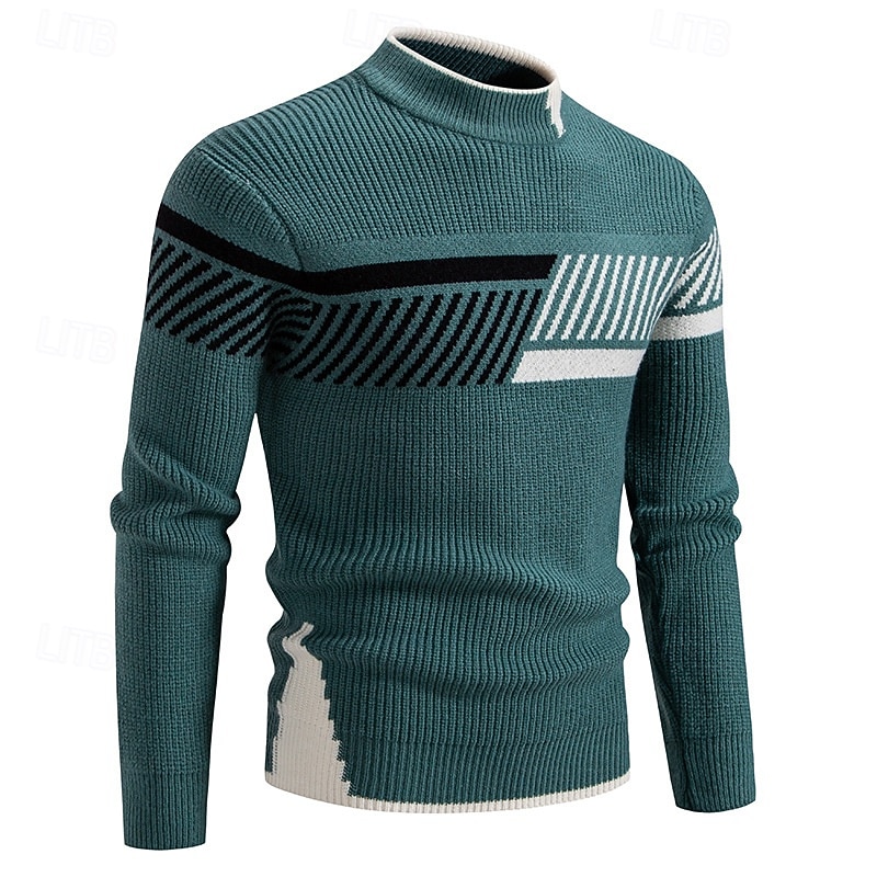 Hombre Suéter de punto Estriado Tejer Tops regulares De Punto Raya Cuello Barco Moda Básico Vacaciones Ropa Cotidiana Ropa Otoño Invierno Negro Blanco S M L 2026 - $38.99 –P1