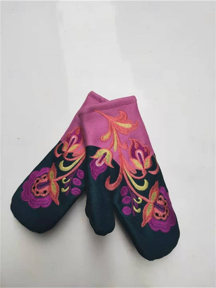 Women's 1 Pair Fingerless / Fingertips / Winter Gloves Active / Outdoor Gloves - Flower Print 2026 - $23.99 –P9