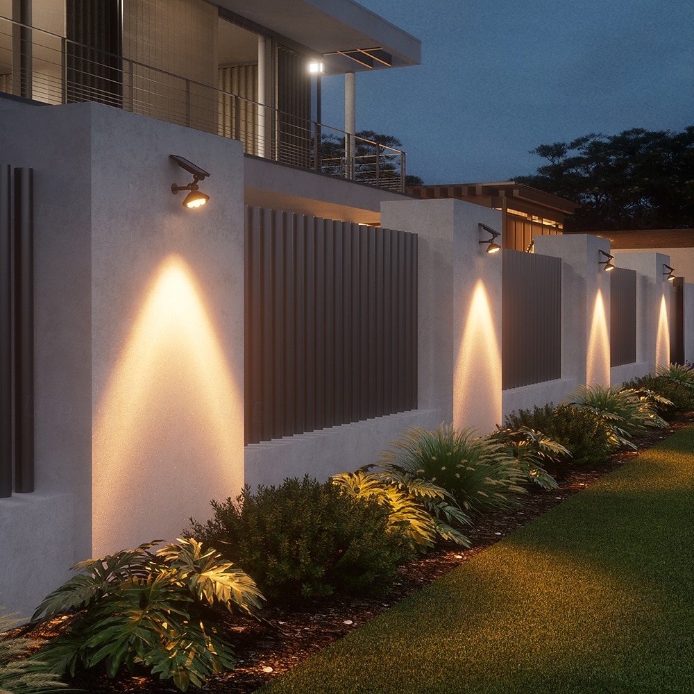 Luces solares para árboles, focos exteriores, apliques impermeables para exteriores, iluminación de patios y jardines, luces solares de atardecer, luces navideñas para el hogar, patio, garaje, césped 2025 - $21.99 –P3