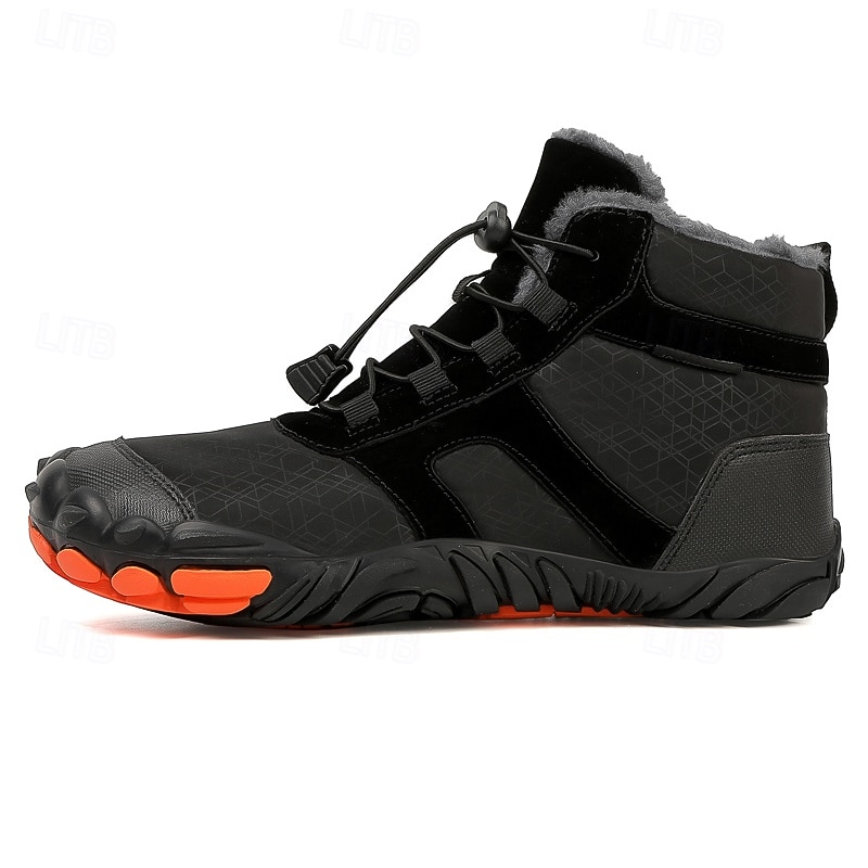 Orange och bruna vattentäta vandringskängor för män med pälsfoder – slitstarka och snygga skor för julens utomhusäventyr och vintervandringar 2025 - $54.99 –P11