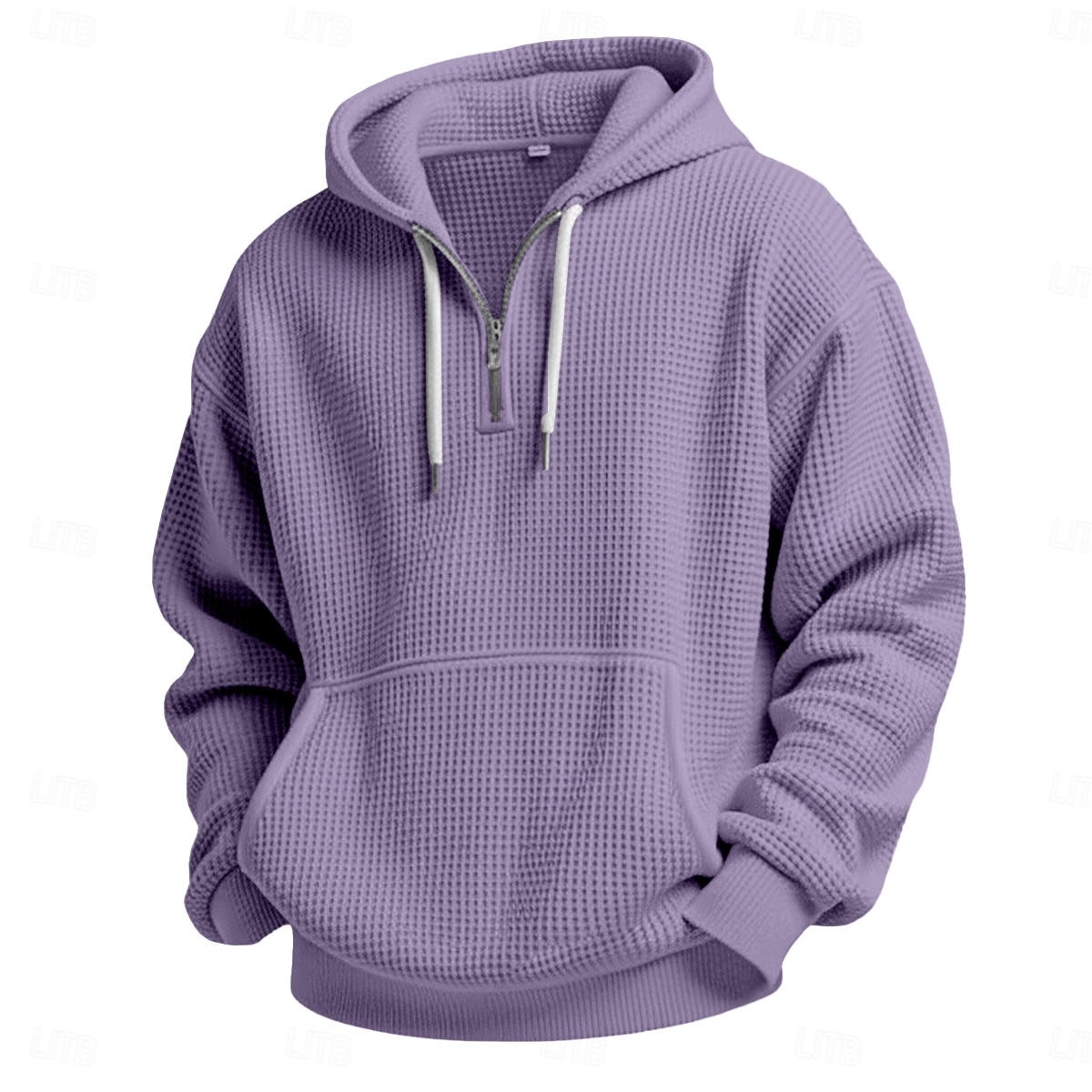 Homme Sweat à capuche Sweat à capuche gaufré Sweat à capuche quart zippé Blanche Vert Claire Vert Véronèse Rouge bleu marine À capuche Uni Poche kangourou Texturé Sport & Loisir Occasionnel Quotidien de 2025 ? $27.99 –P4