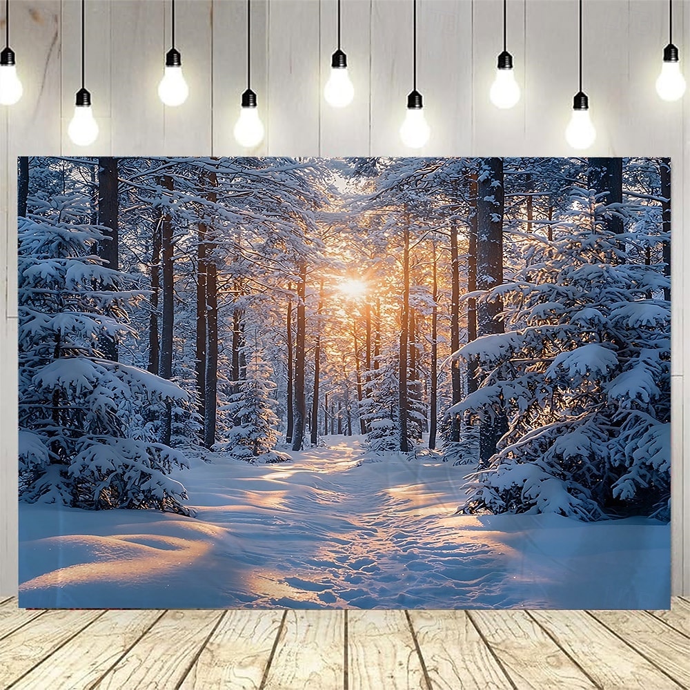 Vinterskog, solskinn, snølandskap, stor veggdekorasjon, fotobakgrunnsstoff, hjemmeinnredning til soverom, stue eller kontor 2026 - $16.99 –P5
