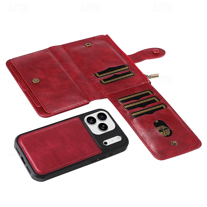 телефон Кейс для Назначение iPhone 17 Pro Max 17 Air Кошелек для карт Откидная крышка Магнитный Откидная подножка Разъем для карты Ретро ТПУ Кожа PU 2026 - $28.99 –P17